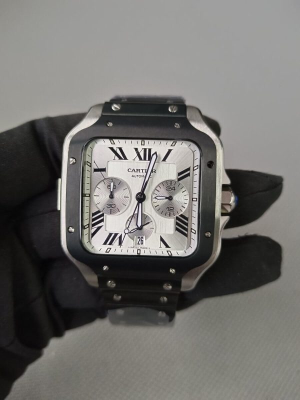 6 cartier santos xl chronograph silver dial mens watch wssa0017 mens wrist watch