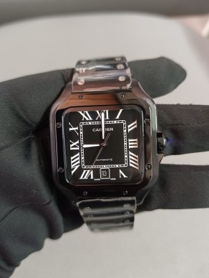Cartier Wssa0039 Santos De Cartier Black Adlc Steel Large Wrist Watch