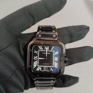 2 cartier wssa0039 santos de cartier black adlc steel large wrist watch