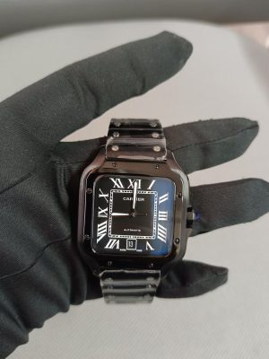 2 cartier wssa0039 santos de cartier black adlc steel large wrist watch