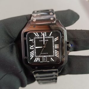 6 cartier wssa0039 santos de cartier black adlc steel large wrist watch