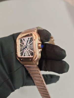 4 cartier santos de skeleton dial rose gold 40mm stainless steel mens watch