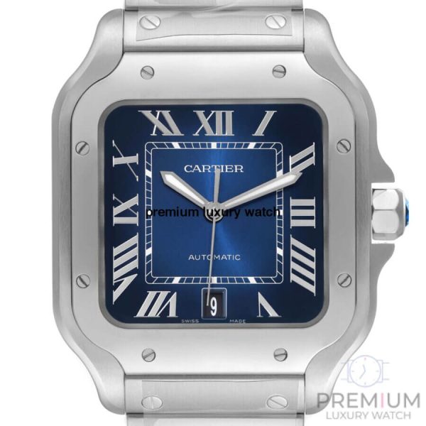 1 cartier santos de cartier large 398 mm blue dial mens watch wssa0030 high quality swiss
