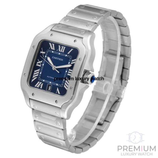 3 cartier santos de cartier large 398 mm blue dial mens watch wssa0030 high quality swiss