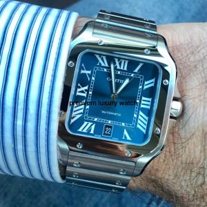 4 cartier santos de cartier large 398 mm blue dial mens watch wssa0030 high quality swiss