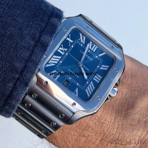 5 cartier santos de cartier large 398 mm blue dial mens watch wssa0030 high quality swiss