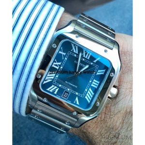 7 cartier santos de cartier large 398 mm blue dial mens watch wssa0030 high quality swiss