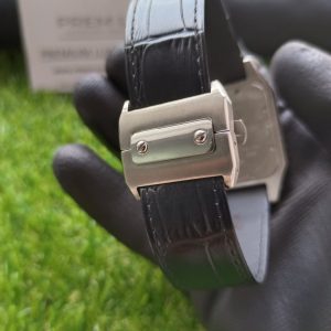 3 moneyier santos 100xl chronograph large white dial two tone leather belt mens watch 1