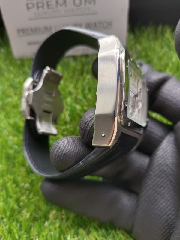5 cartier santos 100xl chronograph large white dial leather belt mens watch
