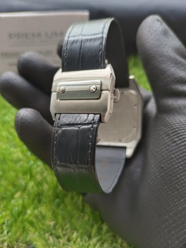 6 cartier santos 100xl chronograph large white dial leather belt mens watch