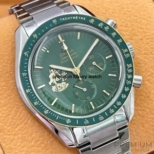 1 omega speedmaster moonwatch apollo 11 50th anniversary case moonshine gold green bezel green dial mens wrist watch