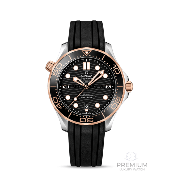 omega seamaster diver 300m stainless steel with sedna gold co axial master chronometer black dial 42mm watch