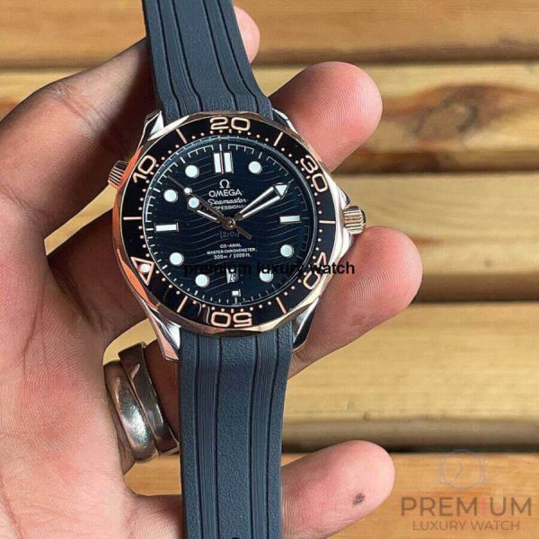 3 omega seamaster diver 300m stainless steel with sedna gold co axial master chronometer black dial 42mm watch