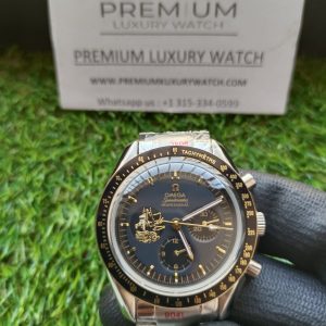 2 omega speedmaster moonwatch apollo 11 50th anniversary case moonshine gold black bezel black dial mens wrist watch