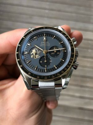 6 omega speedmaster moonwatch apollo 11 50th anniversary case moonshine gold black bezel black dial mens wrist watch