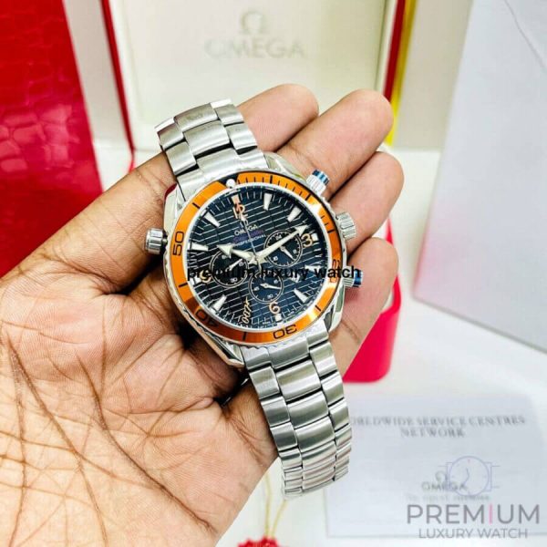 3 omega seamaster planet ocean 007 chronograph 455mm mens wrist watch