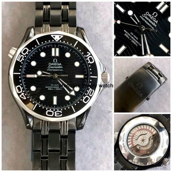 5 omega seamaster diver 300m coaxial master chronometer 42mm black dial black belt mens watch