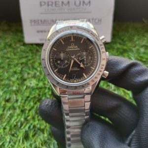 1 omega speedmaster57 coaxial master chronometer chronograph 405mm silver bezel black dial mens wrist watch