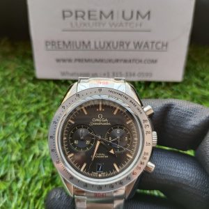 7 omega speedmaster57 coaxial master chronometer chronograph 405mm silver bezel black dial mens wrist watch