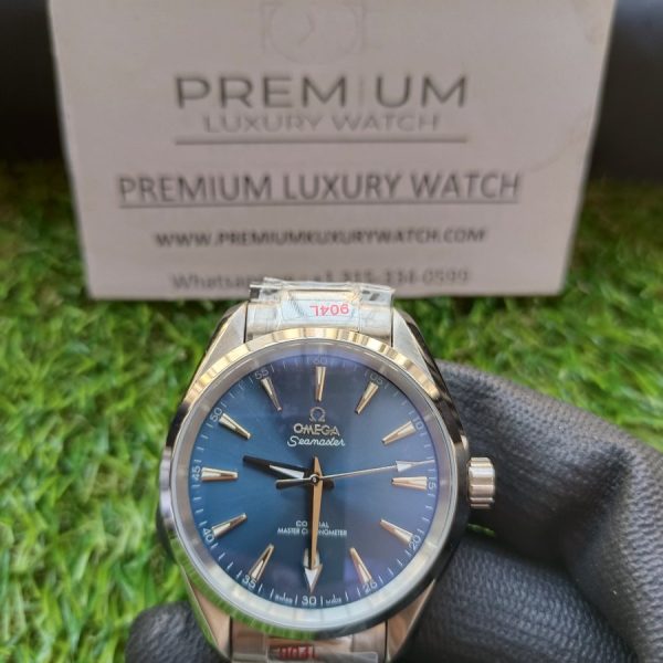 6 omega seamaster aqua terra 150m coaxial master chronometer 38 mm blue dial mens wrist watch