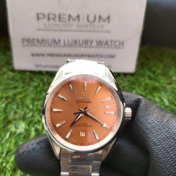 8 omega seamaster aqua terra 150m coaxial master chronometer 38 mm orange dial mens wrist watch