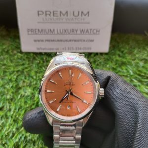9 omega seamaster aqua terra 150m coaxial master chronometer 38 mm orange dial mens wrist watch