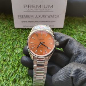 1 omega seamaster aqua terra 150m coaxial master chronometer 38 mm orange dial mens wrist watch 1