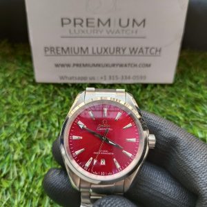 1 omega seamaster aqua terra 150m coaxial master chronometer 38 mm red dial mens wrist watch
