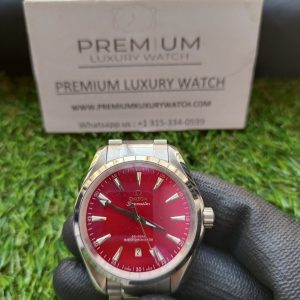 6 omega seamaster aqua terra 150m coaxial master chronometer 38 mm red dial mens wrist watch