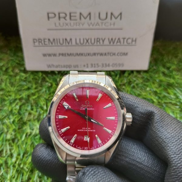 7 omega seamaster aqua terra 150m coaxial master chronometer 38 mm red dial mens wrist watch