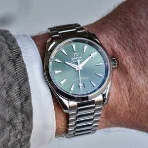 10 omega seamaster aqua terra 150m coaxial master chronometer 38 mm green dial mens wrist watch