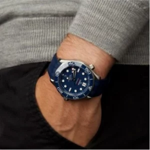 1 omega seamaster diver 300m ceramic blue dial on rubber strap automatic mens watch