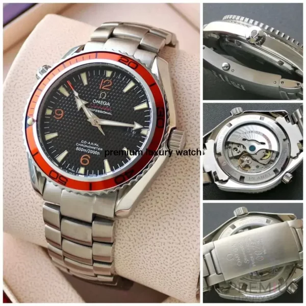 3 omega seamaster planet ocean 600m orange bezel 42mm mens wrist watch