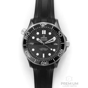 omega seamaster diver 300m ceramic black dial on rubber strap automatic mens watch