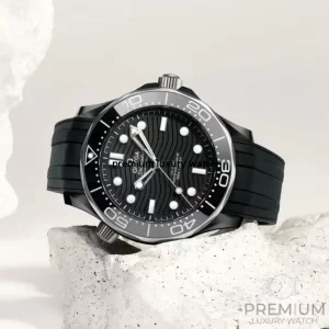 1 omega seamaster diver 300m ceramic black dial on rubber strap automatic mens watch
