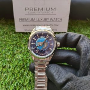 1 omega seamaster aquaterra 150m master chronometer gmt worldtimer 43mm blue dial steel mens wrist watch