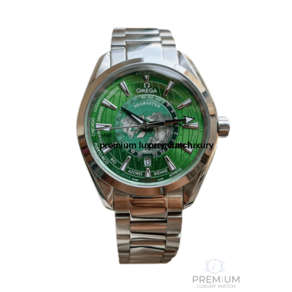 omega seamaster aqua terra coaxial master worldmap 43mm green dial wrist watch