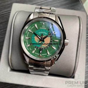 1 omega seamaster aqua terra coaxial master worldmap 43mm green dial wrist watch