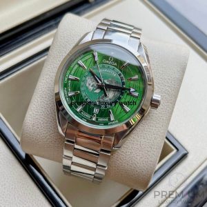 3 omega seamaster aqua terra coaxial master worldmap 43mm green dial wrist watch