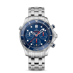 omega seamaster diver 300m coaxial chronometer chronograph 415mm blue dial bracelet watch