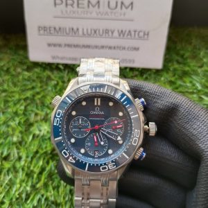 1 omega seamaster diver 300m coaxial chronometer chronograph 415mm blue dial bracelet elite