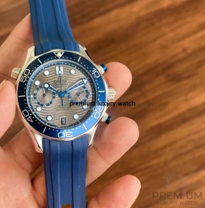 1 omega seamaster diver 300m chronograph masterchronometer 42mm grey chronograph blue rubber strap for mens watch