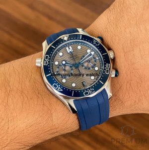 2 omega seamaster diver 300m chronograph masterchronometer 42mm grey chronograph blue rubber strap for mens watch