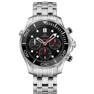 omega seamaster diver chronometer chronograph 44mm stainless steel ceramic bezel black dial steel bracelet