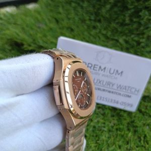 8 patek philippe nautilus brown dial rose gold automatic mens watch