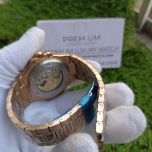 5 patek philippe nautilus white dial diamond rose gold automatic mens watch