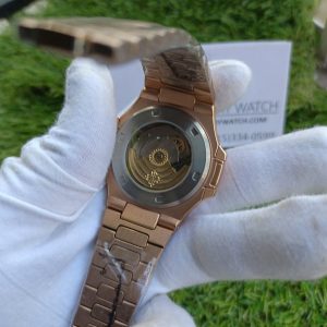 6 patek philippe nautilus white dial diamond rose gold automatic mens watch