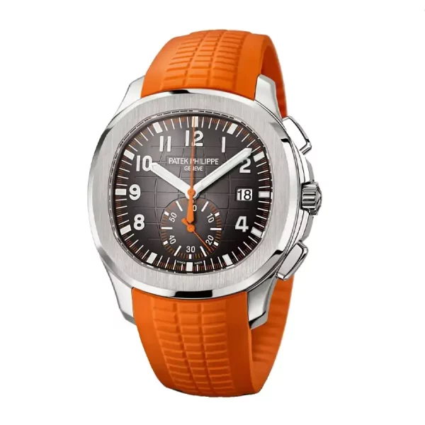 1 patek philippe aquanaut chronograph 5968a001 stainless steel with orange rubber watch
