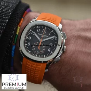 3 patek philippe aquanaut chronograph 5968a001 stainless steel with orange rubber watch