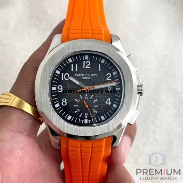9 patek philippe aquanaut chronograph 5968a001 stainless steel with orange rubber watch